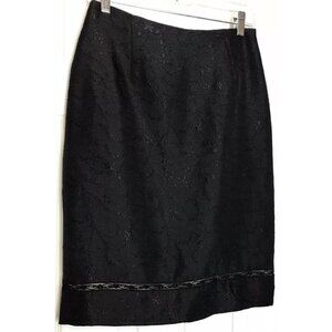 London Times Size 6 Black Floral Pencil Skirt Above The Knee